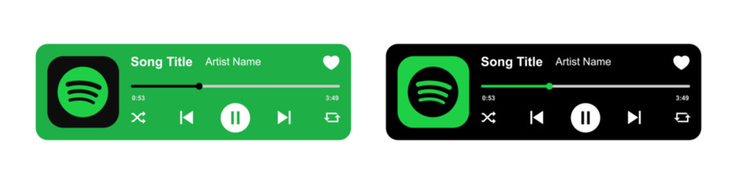 Spotify music player template, music playlist with navigation buttons