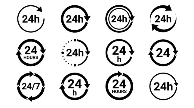 24 Hours Icon Set