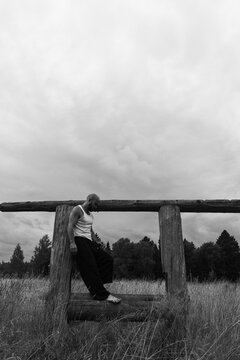 Thoughtful Portrait Of A Man Atmospheric Black And White