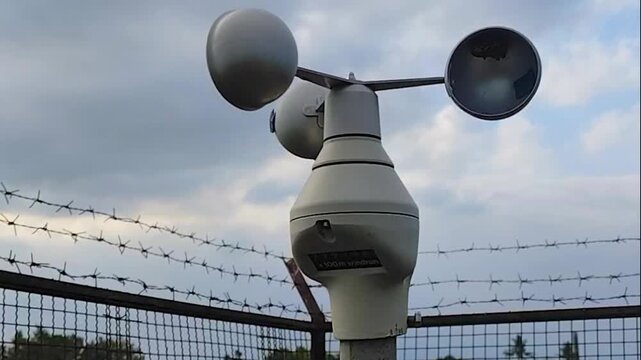 Wind Speed ​​Measurement. The anemometer moves in response to the wind speed in the rice fields during the late afternoon.