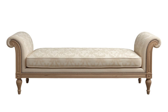 Ivory upholstered backless bench isolated as a clean png cutout