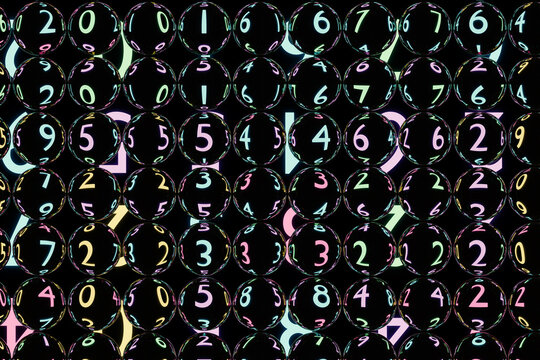 numbers glass sphere grid digital technology backgroud