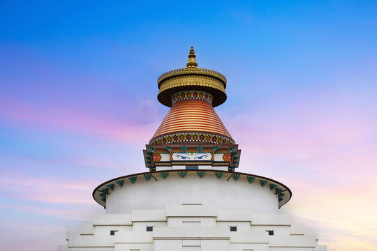 Buddhist Stupa Under the Evening Sky