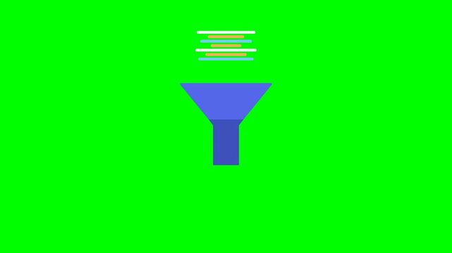 Data Filtering Funnel Animation on Green Screen