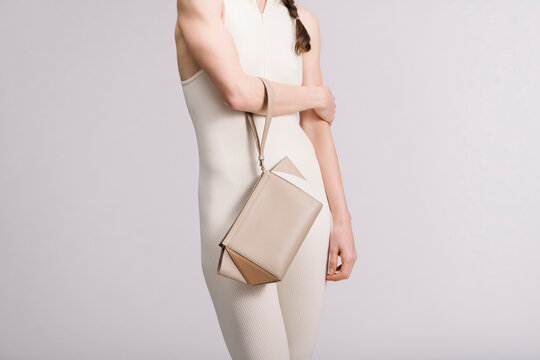 Minimal Beige Handbag Fashion With Ribbed Outfit