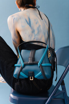 Blue Backpack Fashion With Painted Back