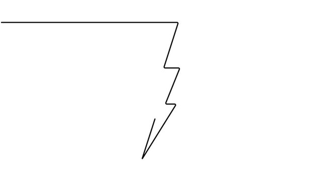 Modern electric power lightning bolt icon sign continuous one line art single drawing on white background minimalist collection of digital energy and flash thunderbolt concept symbol animation video