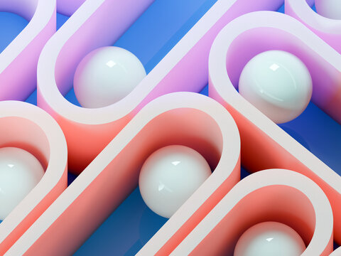 Colorful Pattern With Balls in a Curved Design