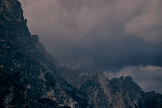 Mountain Landscape with Cloudy Sky in the Dolomites.