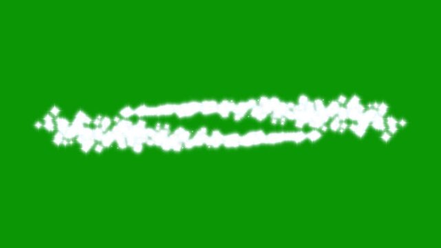 Elegant Two lines of magical twinkle doodle stars trail fast motionable burst opposite each other, white glowing star with sparkling glitter animation,glowing glitter stars trail on green screen. 4k