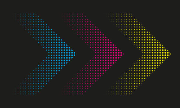 Linear Gradient CMY Halftone Dot Chevrons