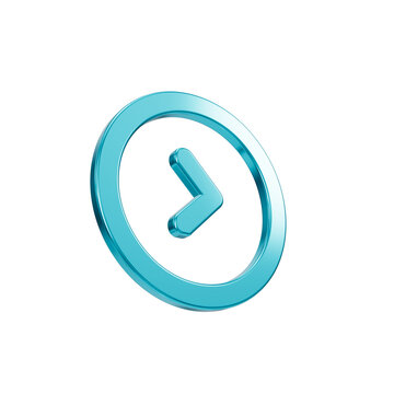 3d icon of a blue glossy circular next arrow symbol isolated on a black background, rendered in high quality png format for modern digital interfaces, web design, and app UI graphics creation
