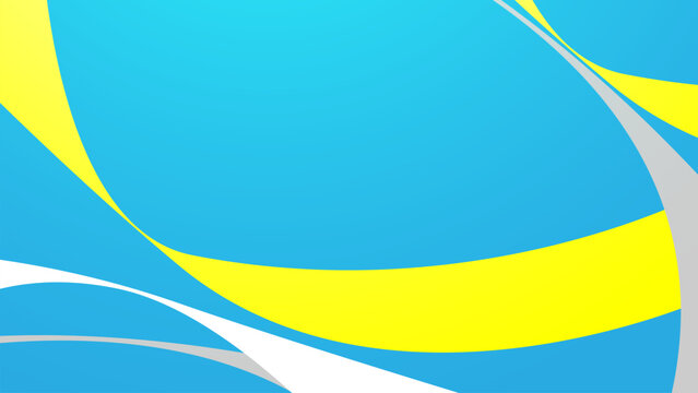 Abstract blue background with smooth wavy white and yellow lines. Futuristic technology concept