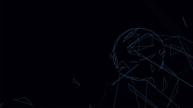 Soccer ball forms lines, triangles, and particle style design. Illustration vector