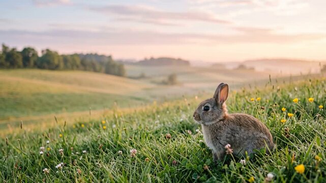 netherland dwarf rabbit at morning light video