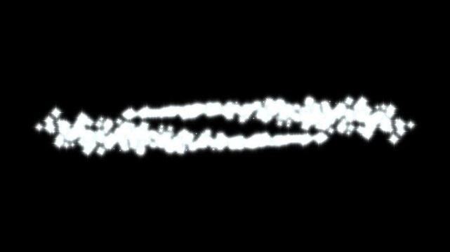 Elegant Two lines of magical twinkle doodle stars trail fast motionable burst opposite each other, white glowing star with sparkling glitter animation,glowing glitter stars trail on black screen. 4k