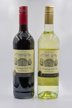 Hermitage de la Vin red and white wines closeup.