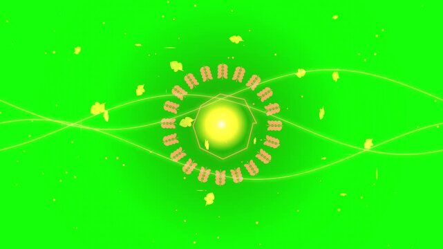 Abstract glowing geometric mandala with floating particles on motion green screen 