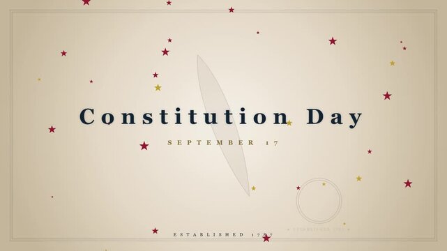 Constitution day September 17th motion background, with floating stars