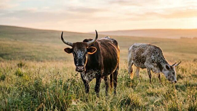 nguni cattle close up at morning light in kwaZulu natal south africa video