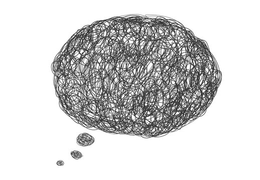 Messy Thought Bubble Scribble Representing Confusion and Mental Clutter.