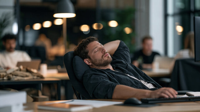 an SEO consultant with a chronic pain accommodation reclines at a luxury ergonomic workstation repairing a broken keyboard component, a pile of sawn wood offcuts visible on a