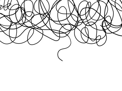 Tangled Black Scribble Border with Loose Curving Lines and Open Space