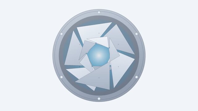 Animated Camera Aperture with Glowing Blue Core
