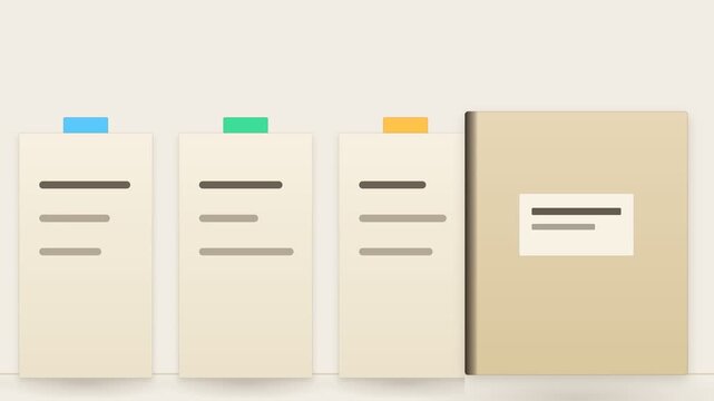 Animated Document Cards Slide with Colored Tabs
