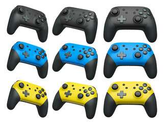 Collection of gaming controllers isolated on white background with clipping path © Vasyl Onyskiv