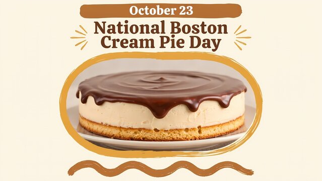 National boston cream pie day design featuring a delicious cake with chocolate glaze on october 23