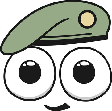 Funny vector cartoon of a bigeyed military sergeant character with an amusing expressive face.