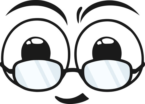 Funny vector cartoon portrait of an elderly character with big eyes and glasses