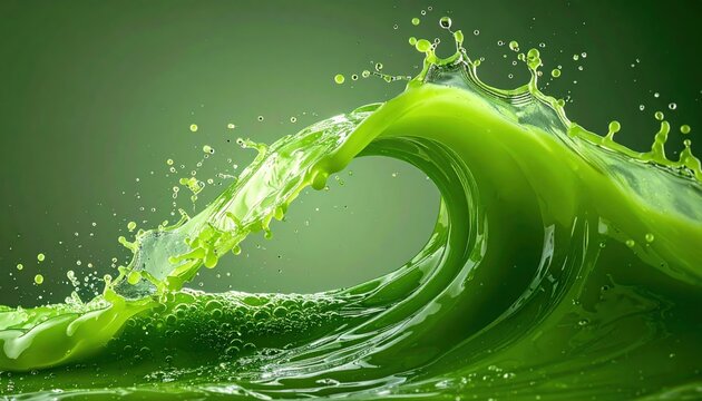 Green juice splash wave in motion
