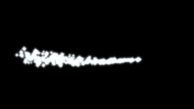 Glitter sparkle shine stars line trail, magical glowing light leak transition loop, white glowing fairy sparkle line burst, glitter line stars starry,  isolated black screen visual effects, 4k