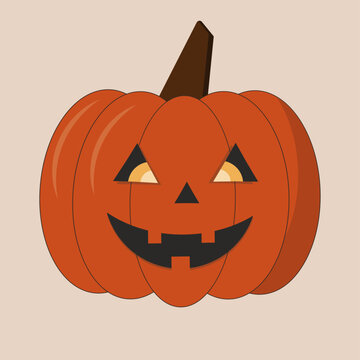 Smiling carved Halloween pumpkin lantern vector illustration
