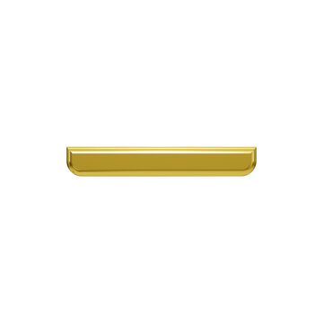 A shiny golden minus sign or hyphen symbol isolated on a solid black background, featuring a sleek metallic bevel and reflection effect, ideal for math, finance, or minimalist graphic design projects
