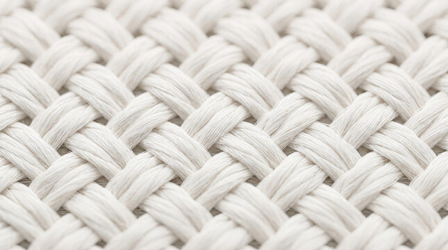 White Woven Fabric Texture Macro Off White Cotton Yarn Basket Weave Pattern Background