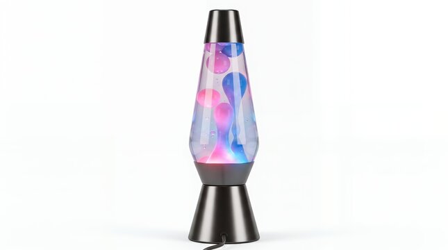 Pink and Blue Lava Lamp Isolated on White Background