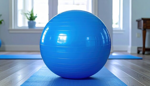 Blue inflatable exercise stability ball
