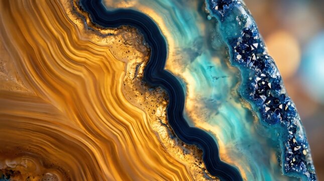 Blue and Gold Agate Stone Texture