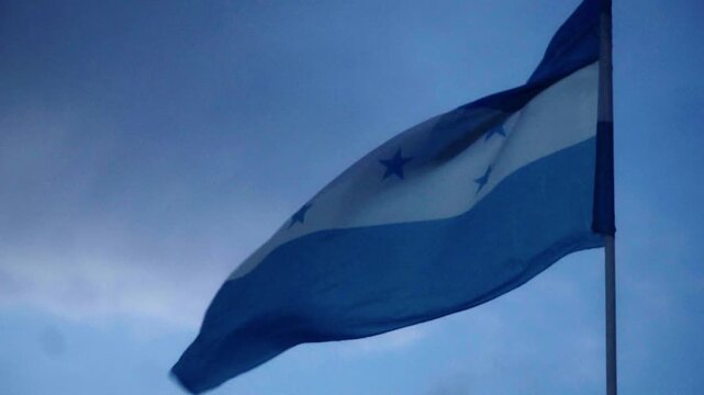 Honduran national flag waving in the wind
