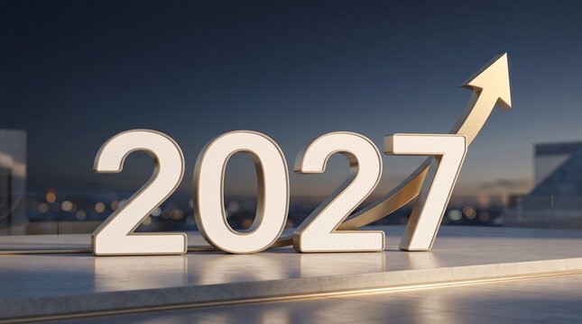 2027 con flecha ascendente metas y crecimiento empresarial