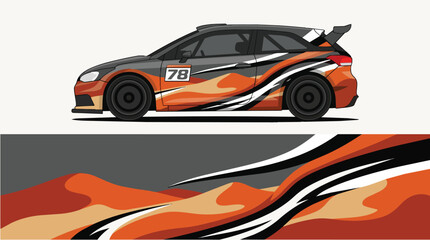 Fototapeta premium Racing car with flame design speeding on track