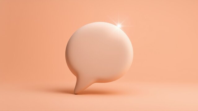 Peach bubble shape stands out against similar toned background. Minimalist studio lighting creates soft glow. Simple, clean aesthetic.