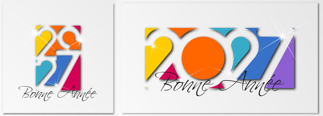 Obraz premium Bonne année - meilleurs vœux 2027 - vecteur pour affiche bannière salutation et célébration du nouvel an 2027.