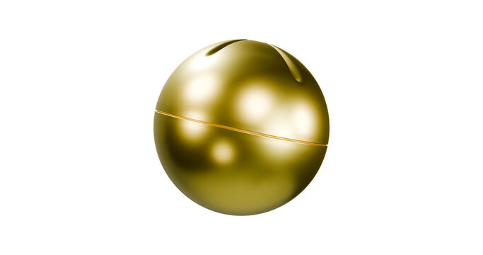 Decor bell with golden shiny textured surface in a transparent background