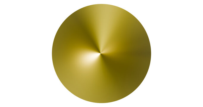 Gold cone decor element top view in a transparent background