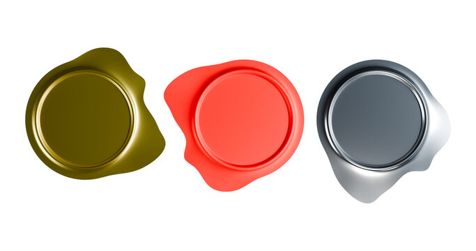 Seal stamps in different colors in a transparent background