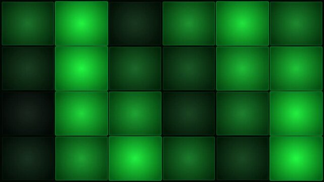 Abstract glowing green tiles grid background lighting pattern